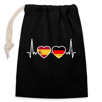 Spanien Deutschland Flagge Spanisch Deutsch - Verschließbarer Geschenkbeutel aus Baumwolle (14x20cm) - Schwarz - Vorne