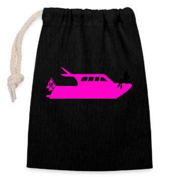 Boat - Closable cotton gift bag (14x20cm) - black - Front