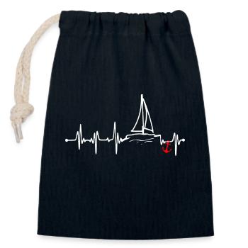 VOILE - Heartbeat - Sports nautiques - Sac cadeau en coton avec cordon (14 x 20 cm) - bleu marine - Devant