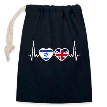 Israël Drapeau britannique Israélien Britannique - Sac cadeau en coton avec cordon (14 x 20 cm) - bleu marine - Devant