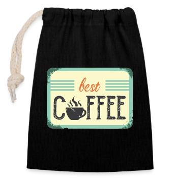 best coffee café Dear Friends Symbol icon Logo - Closable cotton gift bag (14x20cm) - black - Front