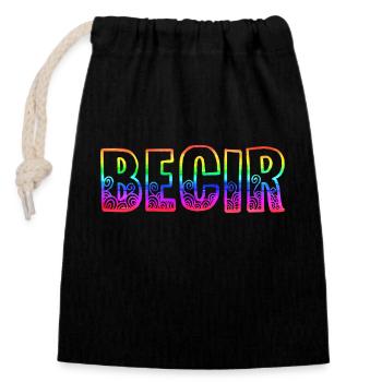 becir rs arc-en-ciel - Sac cadeau en coton avec cordon (14 x 20 cm) - noir - Devant