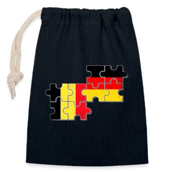 Belgique Allemagne Drapeau Belge Allemand - Sac cadeau en coton avec cordon (14 x 20 cm) - bleu marine - Devant