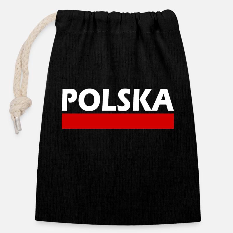 Polska - Verschließbarer Geschenkbeutel aus Baumwolle (14x20cm) - Schwarz