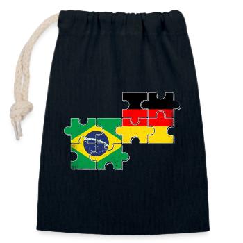 Brazil Germany Flag Brazilian German - Closable cotton gift bag (14x20cm) - navy - Front