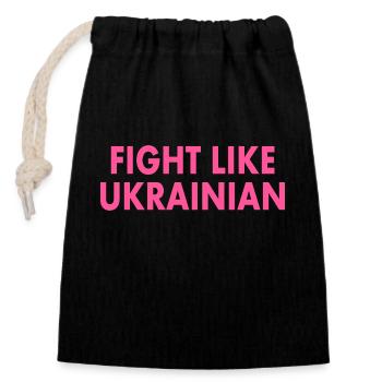 Fight like ukrainian - Sac cadeau en coton avec cordon (14 x 20 cm) - noir - Devant