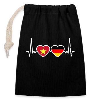 Vietnam Deutschland Flagge Vietnamese - Verschließbarer Geschenkbeutel aus Baumwolle (14x20cm) - Schwarz - Vorne