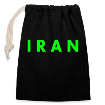 Iran - Sac cadeau en coton avec cordon (14 x 20 cm) - noir - Devant