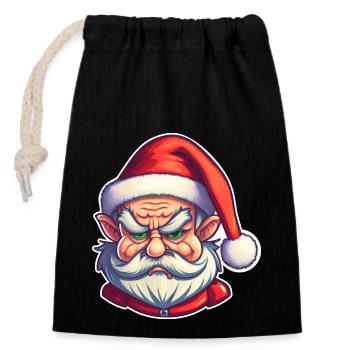 Père Noël, Bad Santa, tenue - Sac cadeau en coton avec cordon (14 x 20 cm) - noir - Devant