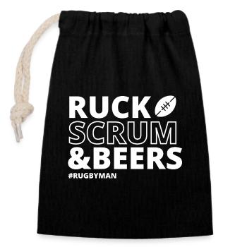 Rugby, Rugby-Sport, Rugby-Humor - Verschließbarer Geschenkbeutel aus Baumwolle (14x20cm) - Schwarz - Vorne