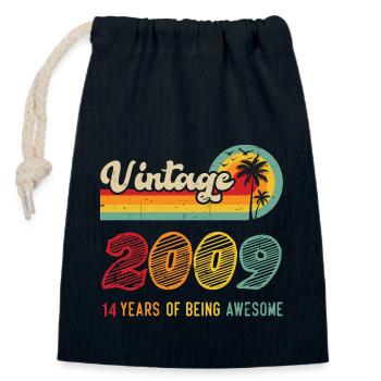 Jahrgang 2009, Geburtstagsgeschenk 14 Jahre - Verschließbarer Geschenkbeutel aus Baumwolle (14x20cm) - Navy - Vorne