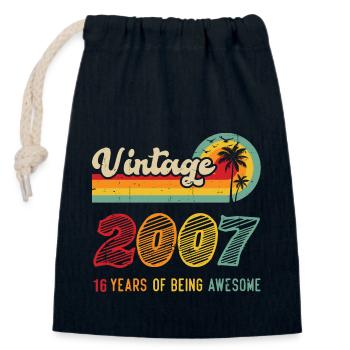 Jahrgang 2007, Geburtstagsgeschenk 16 Jahre - Verschließbarer Geschenkbeutel aus Baumwolle (14x20cm) - Navy - Vorne