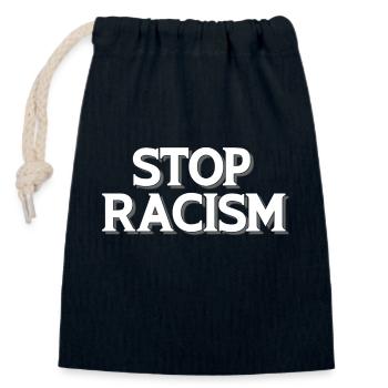 Stop au racisme blanc - Sac cadeau en coton avec cordon (14 x 20 cm) - bleu marine - Devant