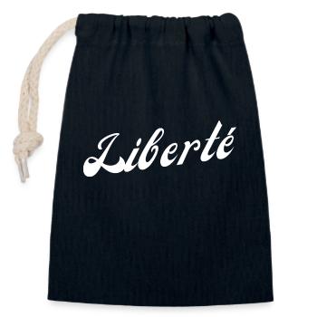 Liberté - Sac cadeau en coton avec cordon (14 x 20 cm) - bleu marine - Devant