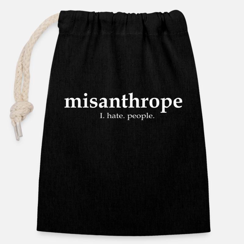 misanthrope - I. hate. people - Verschließbarer Geschenkbeutel aus Baumwolle (14x20cm) - Schwarz