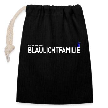 Mitglied der Blaulichtfamilie - Verschließbarer Geschenkbeutel aus Baumwolle (14x20cm) - Schwarz - Vorne