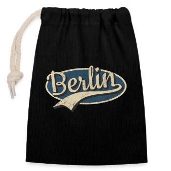 Berlin Deutschland Vintage Typografie - Verschließbarer Geschenkbeutel aus Baumwolle (14x20cm) - Schwarz - Vorne