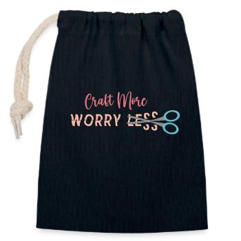 Craft More Worry Less - Closable cotton gift bag (14x20cm) - navy - Front