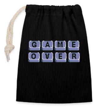 Game over - Sac cadeau en coton avec cordon (14 x 20 cm) - noir - Devant