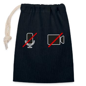 off Kamera | STUMM| Geschenkidee - Verschließbarer Geschenkbeutel aus Baumwolle (14x20cm) - Navy - Vorne