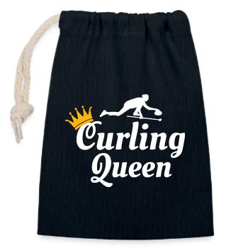 Stone Curling Queen Winter Ice Sport Curler Drôle - Sac cadeau en coton avec cordon (14 x 20 cm) - bleu marine - Devant