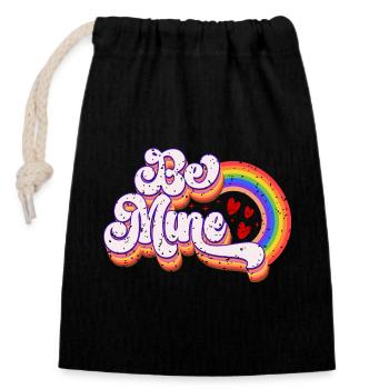 Be Mine Hearts Rainbow - Closable cotton gift bag (14x20cm) - black - Front