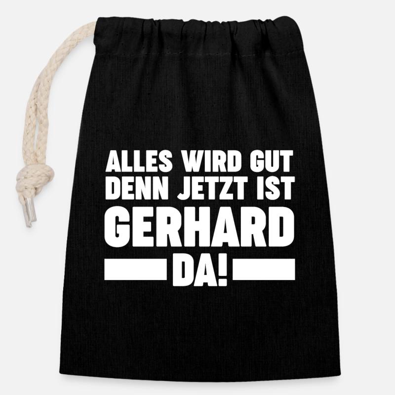 Gerhard - Verschließbarer Geschenkbeutel aus Baumwolle (14x20cm) - Schwarz