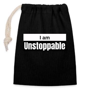 I am unstoppable - Verschließbarer Geschenkbeutel aus Baumwolle (14x20cm) - Schwarz - Vorne