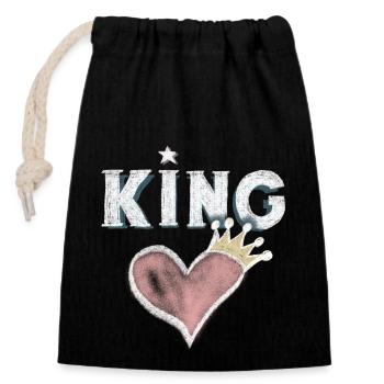 Heart King Gift Love Crown Chalk Drawing - Closable cotton gift bag (14x20cm) - black - Front