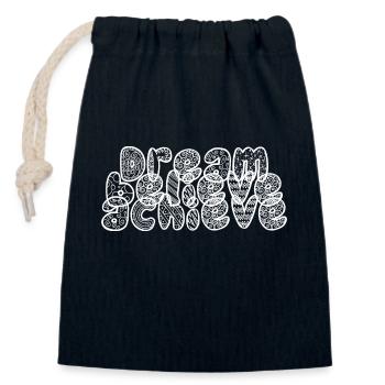 Dream believe achieve - Closable cotton gift bag (14x20cm) - navy - Front