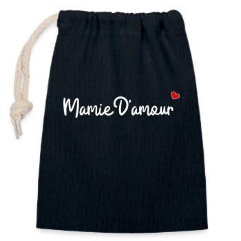 Mamie d'amour - Sac cadeau en coton avec cordon (14 x 20 cm) - bleu marine - Devant