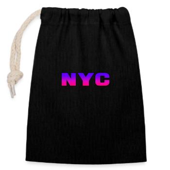 NYC new york / blau-pink - Verschließbarer Geschenkbeutel aus Baumwolle (14x20cm) - Schwarz - Vorne