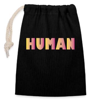 Humane - Closable cotton gift bag (14x20cm) - black - Front