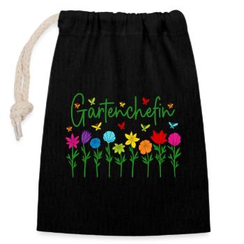 Garten Chefin Blumen Gartenarbeit Gartenchefin - Verschließbarer Geschenkbeutel aus Baumwolle (14x20cm) - Schwarz - Vorne