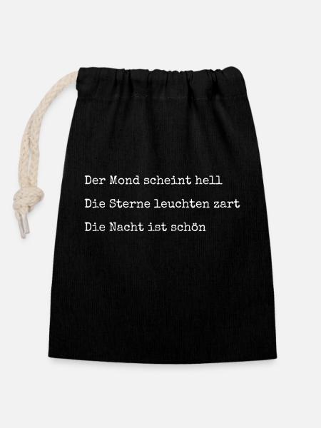 Nacht Gedicht - Verschließbarer Geschenkbeutel aus Baumwolle (14x20cm) - Schwarz
