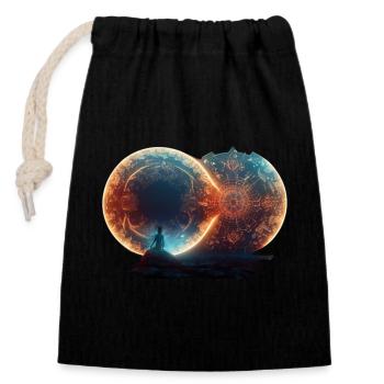Portal2portal - Closable cotton gift bag (14x20cm) - black - Front