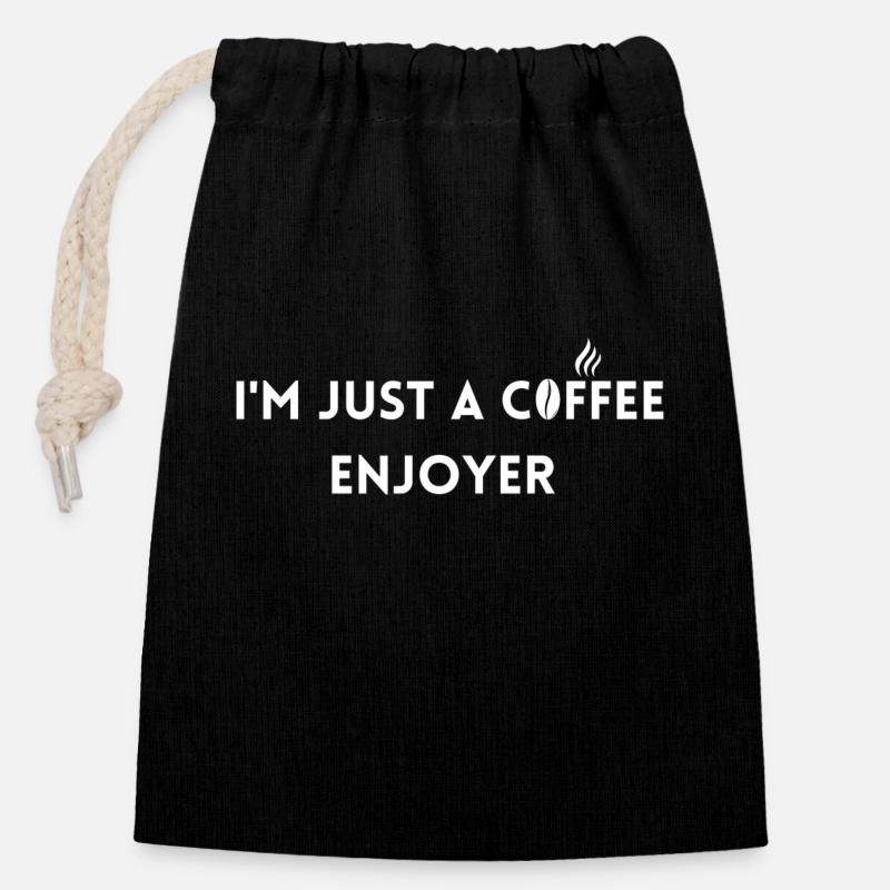 Amateur de café - Sac cadeau en coton avec cordon (14 x 20 cm) - noir