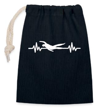 Heartbeat Swimmer - Athlète de sports nautiques plongeur - Sac cadeau en coton avec cordon (14 x 20 cm) - bleu marine - Devant