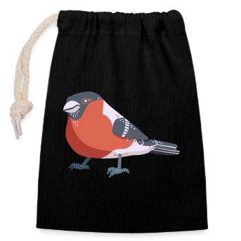 Bouvreuil / Bouvreuil - Sac cadeau en coton avec cordon (14 x 20 cm) - noir - Devant