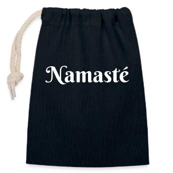 Namaste weiß - Verschließbarer Geschenkbeutel aus Baumwolle (14x20cm) - Navy - Vorne