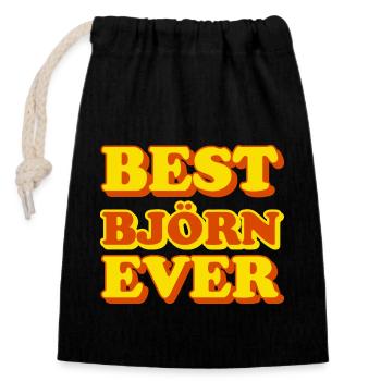 Björn First name Funny gift - Closable cotton gift bag (14x20cm) - black - Front