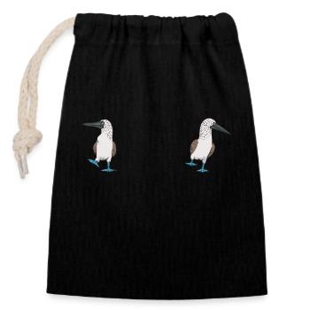 Blaufußtölpel Blue-footed Booby Seevogel - Verschließbarer Geschenkbeutel aus Baumwolle (14x20cm) - Schwarz - Vorne