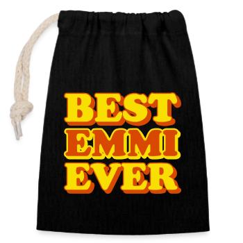 Emmi First Name Funny Gift - Closable cotton gift bag (14x20cm) - black - Front