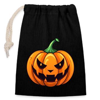 Citrouille d’Halloween sucrée - Sac cadeau en coton avec cordon (14 x 20 cm) - noir - Devant