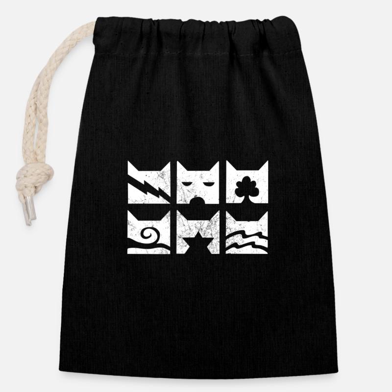 Clans: Thunderclan, Thunderclan, Warrior, Cats, Firestar - Closable cotton gift bag (14x20cm) - black