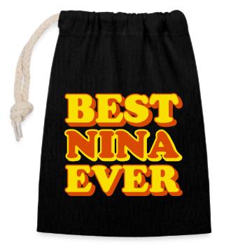 Nina First Name Funny Gift - Closable cotton gift bag (14x20cm) - black - Front