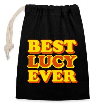Lucy First Name Funny Gift - Closable cotton gift bag (14x20cm) - black - Front
