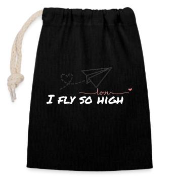 I fly so high - Verschließbarer Geschenkbeutel aus Baumwolle (14x20cm) - Schwarz - Vorne