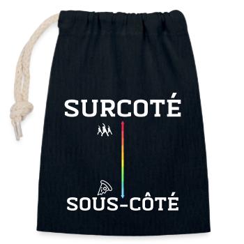 Fitness vs Fitness Pizza - Sac cadeau en coton avec cordon (14 x 20 cm) - bleu marine - Devant