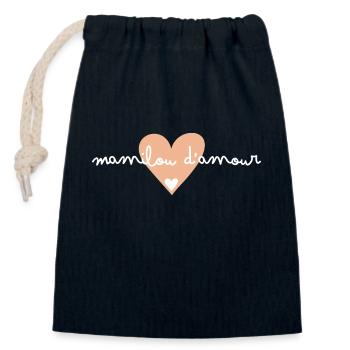Mamilou d’amour - Sac cadeau en coton avec cordon (14 x 20 cm) - bleu marine - Devant